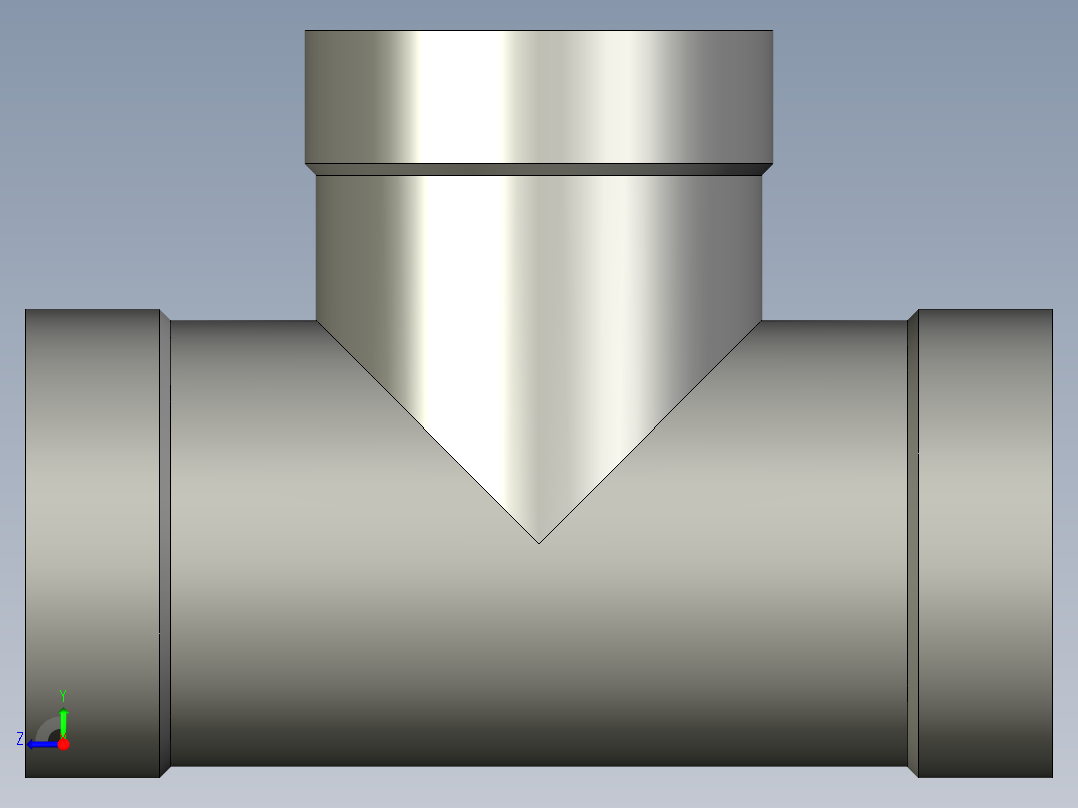 螺纹管三通-等径 DN10右视图