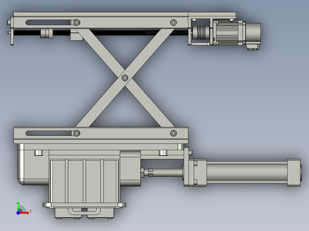 小型木工机床工作台的升降装置前视图