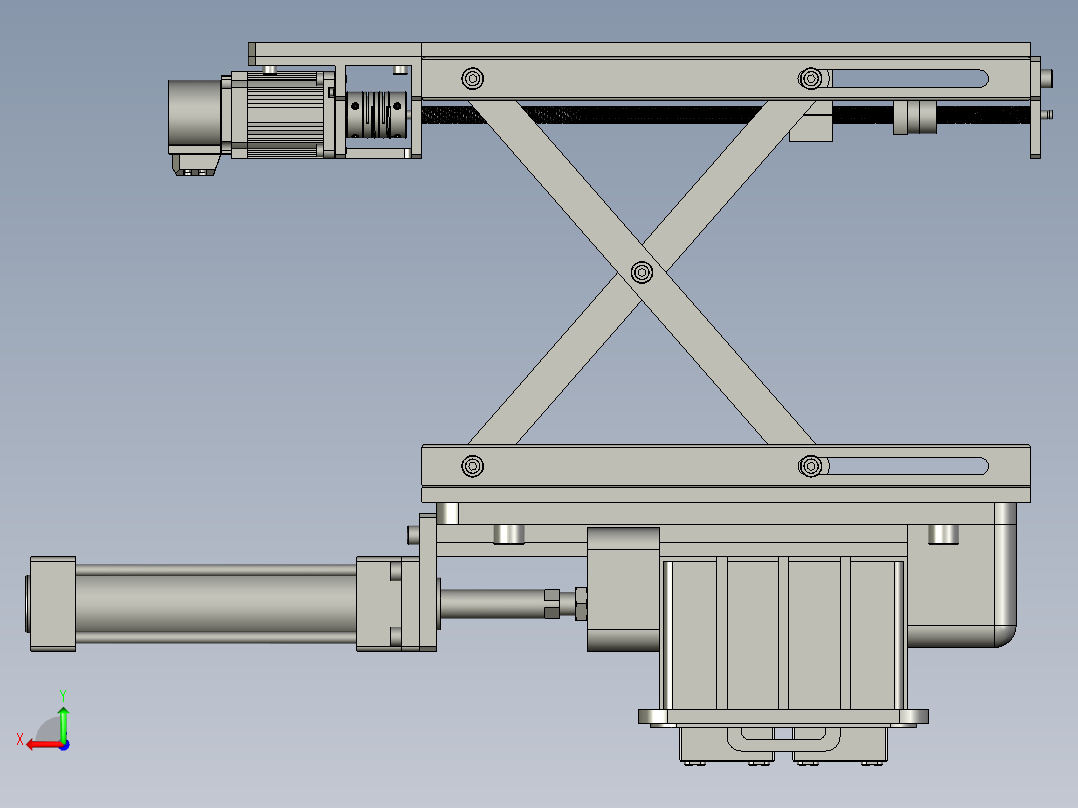 小型木工机床工作台的升降装置后视图