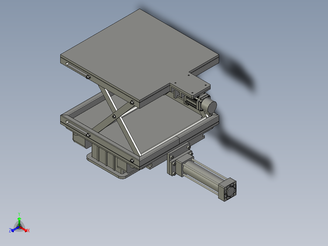 小型木工机床工作台的升降装置正等轴测图