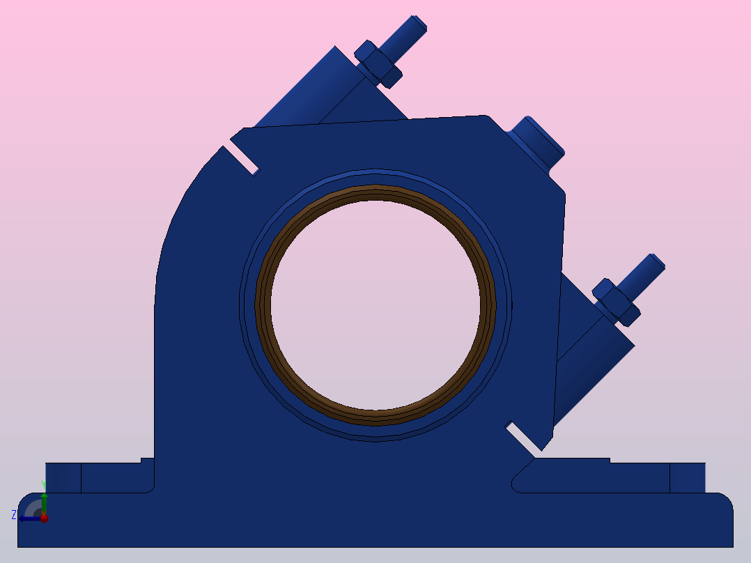 对开式四螺柱斜滑动轴承_HX100前视图