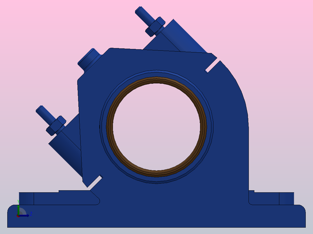 对开式四螺柱斜滑动轴承_HX100后视图