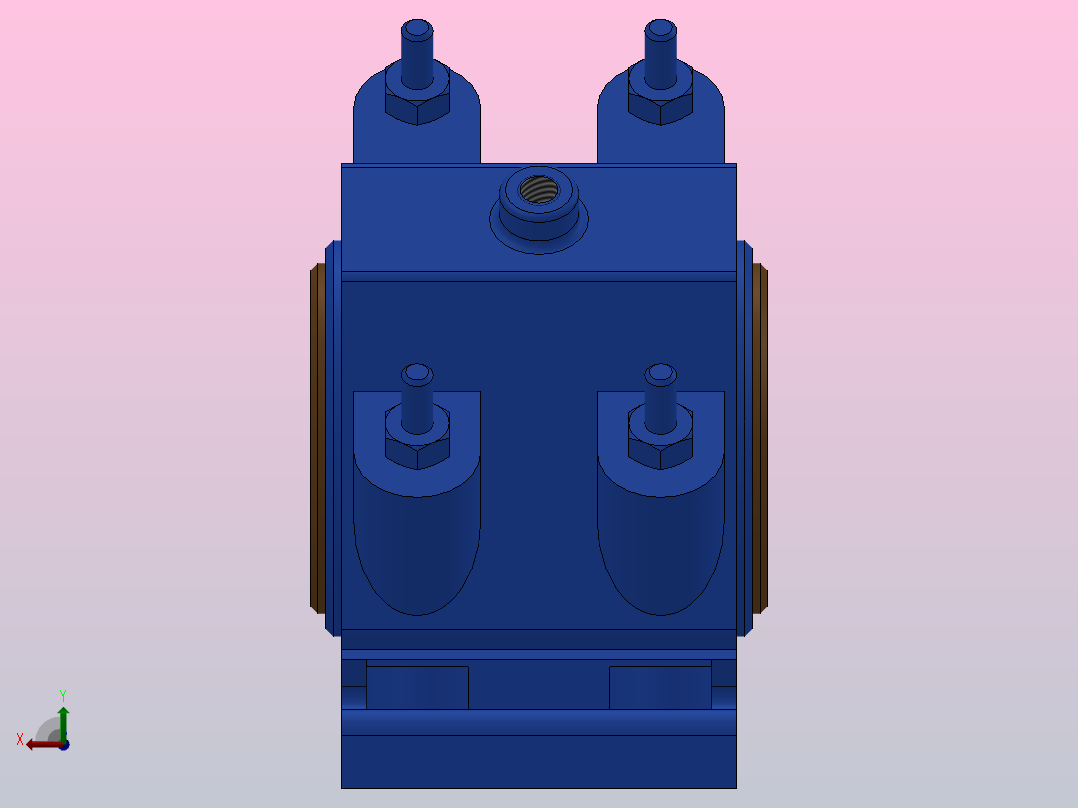 对开式四螺柱斜滑动轴承_HX100右视图