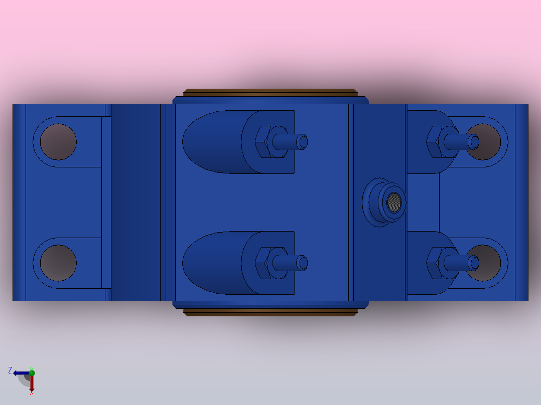 对开式四螺柱斜滑动轴承_HX100俯视图