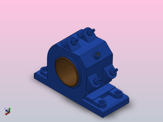 对开式四螺柱斜滑动轴承_HX100正等轴测缩略图