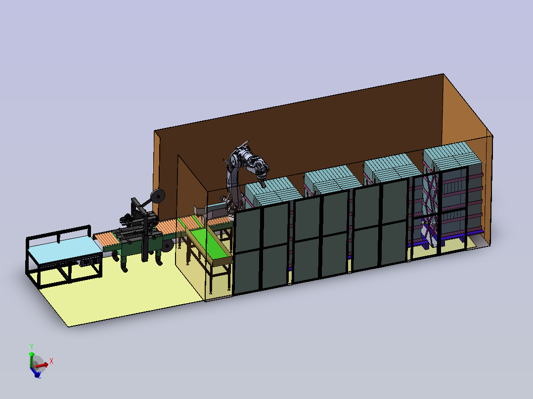 自动封箱码垛自动线主视图