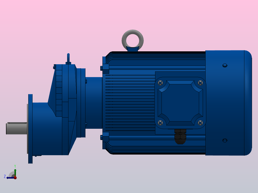 RXF87法兰轴伸式安装斜齿轮减速机RX87-Y22-4P-180L-M1-0°-Φ250右视图