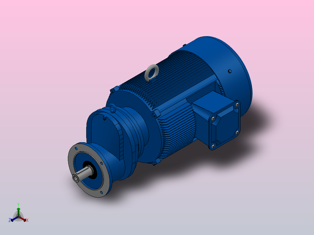 RXF87法兰轴伸式安装斜齿轮减速机RX87-Y22-4P-180L-M1-0°-Φ250正等轴测图