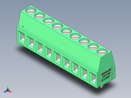 DEGSON DG128 系列 5.07.5mm 接线端子-DG128-5.0-09P-14-00AH正等轴测缩略图