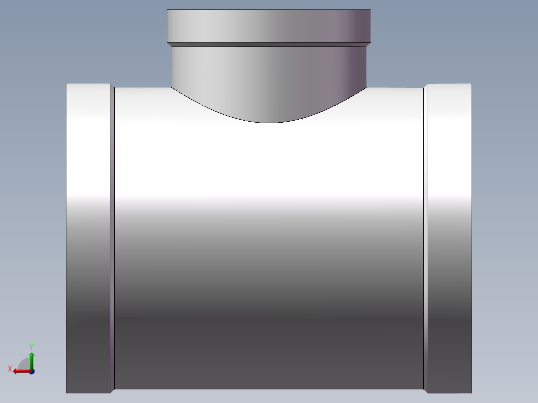 三通-异径 DN65-DN40后视图