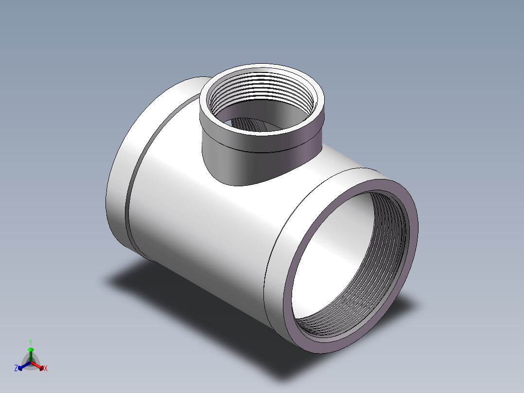 三通-异径 DN65-DN40正等轴测图