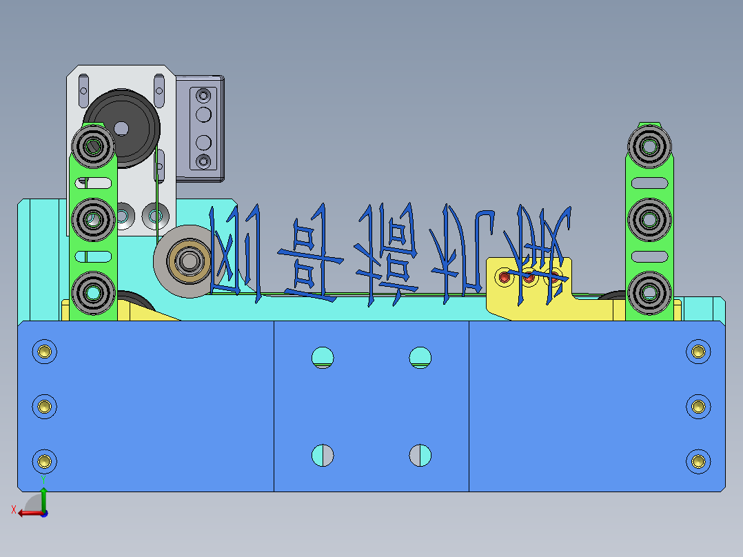 4.同步带对中机构后视图