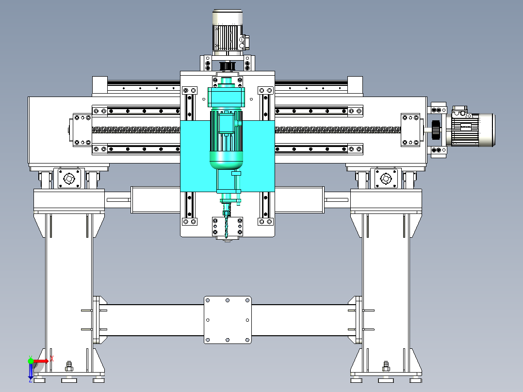 三轴移动钻孔设备俯视图