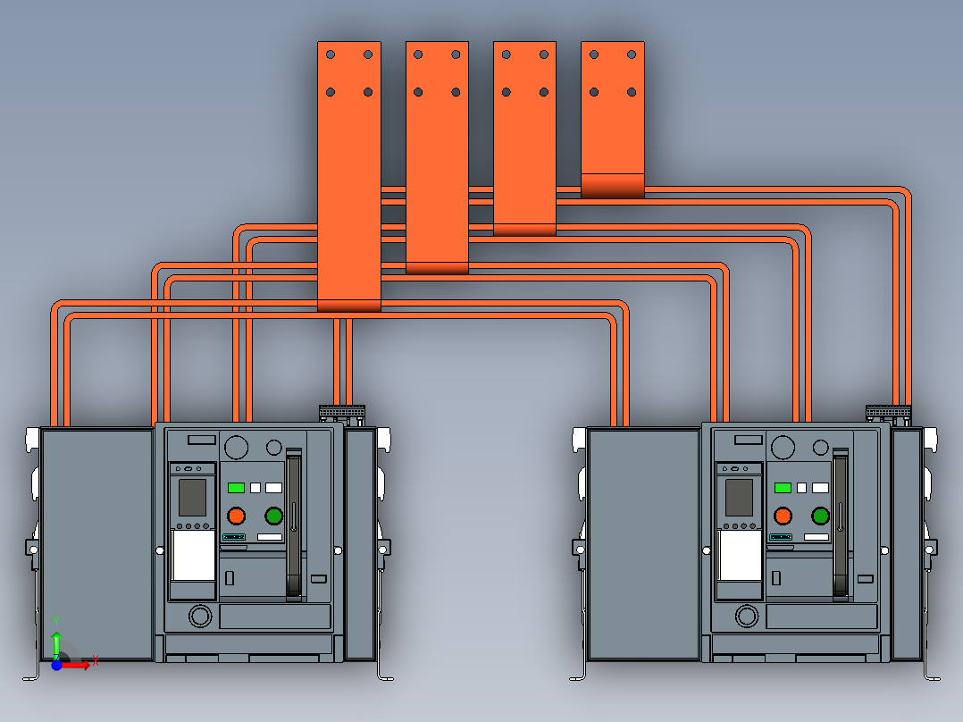 并联 2 个 3200 A 开关前视图