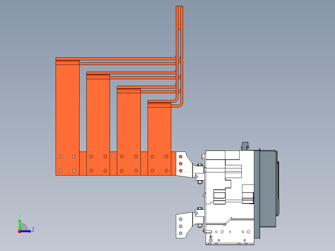 并联 2 个 3200 A 开关左视图