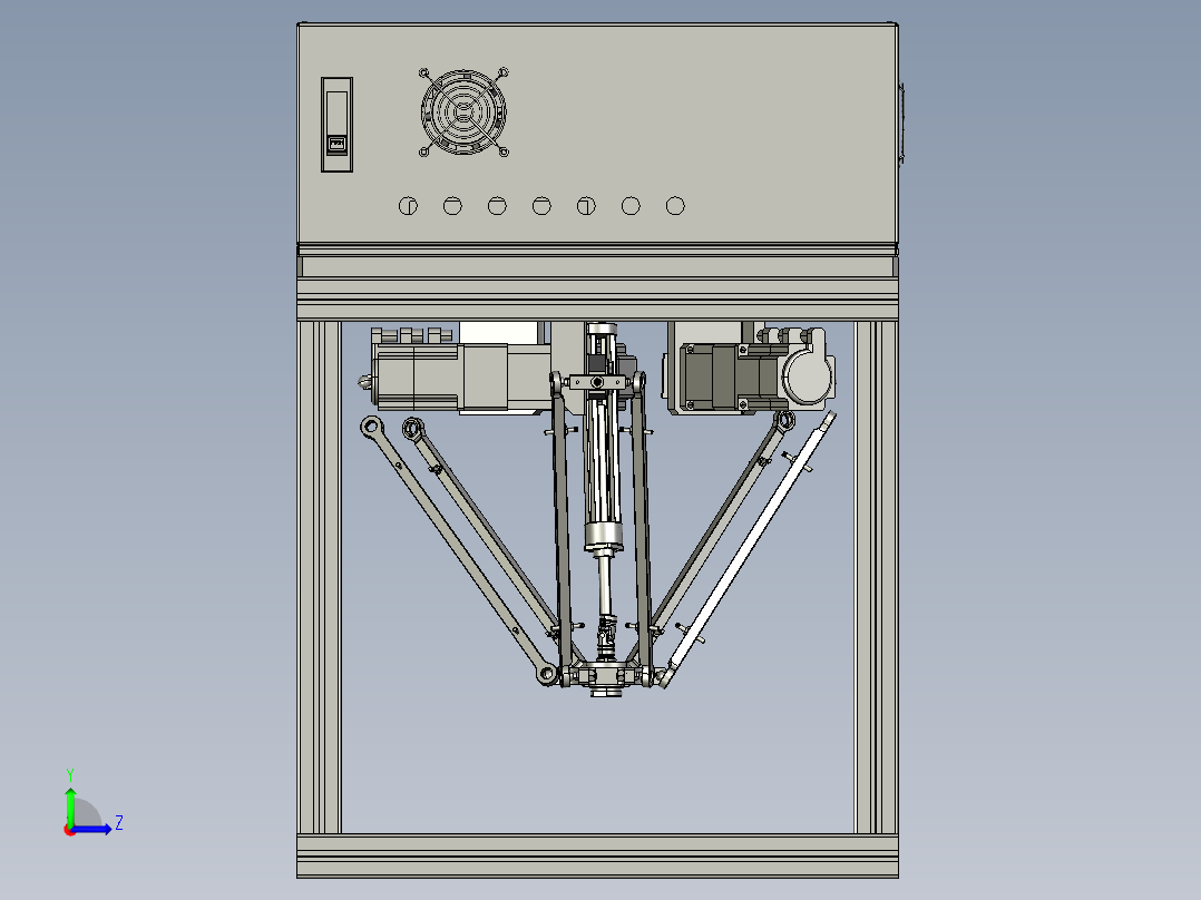 智能工作站视觉摆盘机械手蜘蛛手并联机器人左视图
