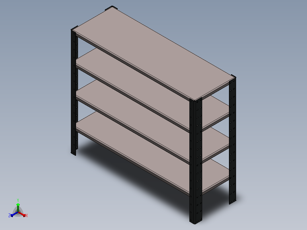槽角储物架正等轴测图
