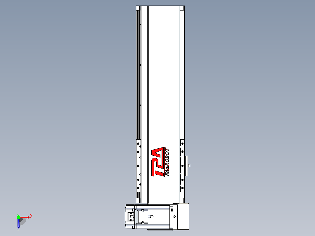 皮带直线轴半封闭可选导轨TPA-HNB-120D-110-L250-RU-Y-P40-N3俯视图