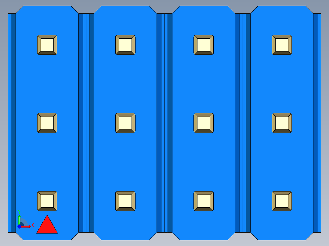 彩色公头100mil（2.54mm）系列-DS1021_blue_3x04p_100mil_Type19_rev1.0前视图