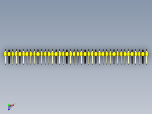 彩色公排针 100mil 2.54mm 系列-DS1022_yellow_80p_100mil_TypeSMT_rev1.0俯视缩略图