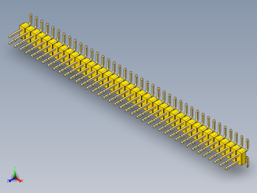 彩色公排针 100mil 2.54mm 系列-DS1022_yellow_80p_100mil_TypeSMT_rev1.0正等轴测缩略图