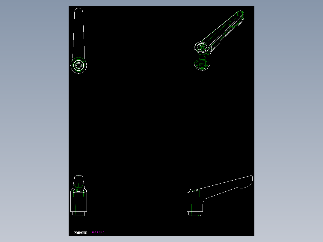 調整式把手(鋅合金)1058-2D多系列多零件图纸模型