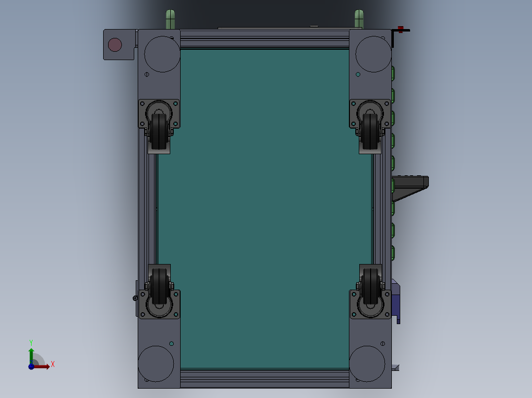 汽车功放盒手动检测设备3D模型图纸 Solidworks设计前视图