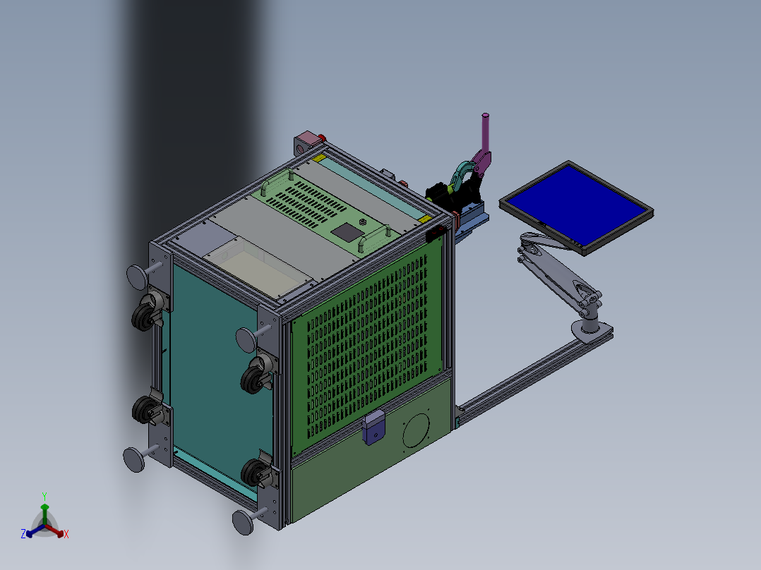 汽车功放盒手动检测设备3D模型图纸 Solidworks设计正等轴测图