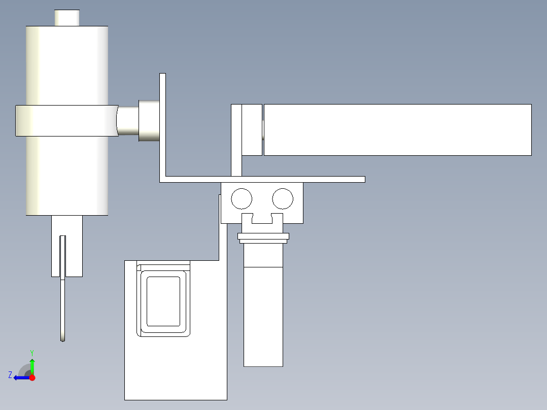 黄瓜采摘机械手末端三维模型右视图
