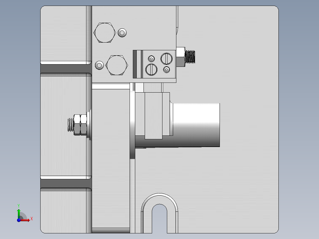 831006拨叉铣16键槽三维夹具图前视图