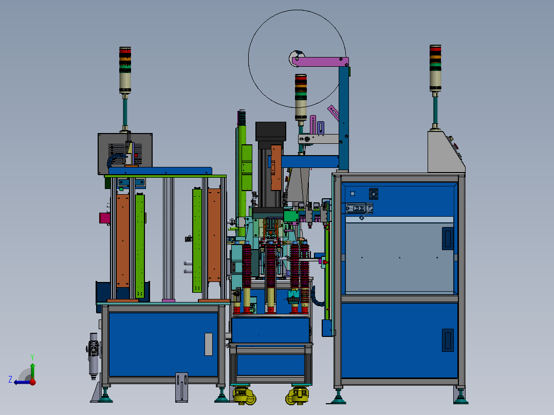 铆压套袋包装机（sw18可编辑+工程图+bom）右视图