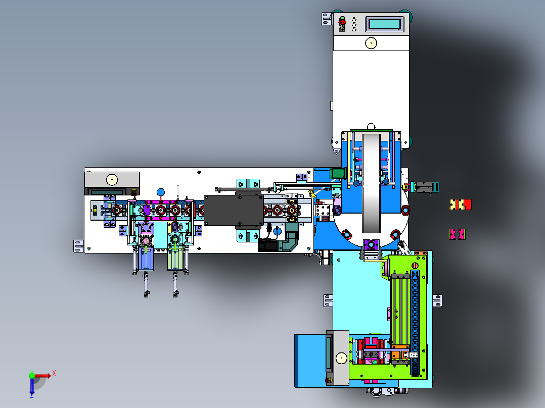 铆压套袋包装机（sw18可编辑+工程图+bom）俯视图