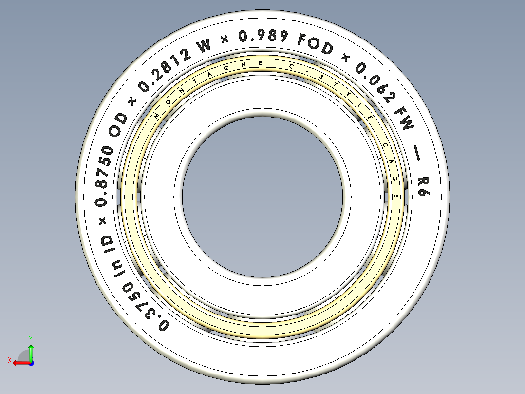 完整的R开放式微英制系列轴承库— SolidWorks和Step微型轴承模后视图