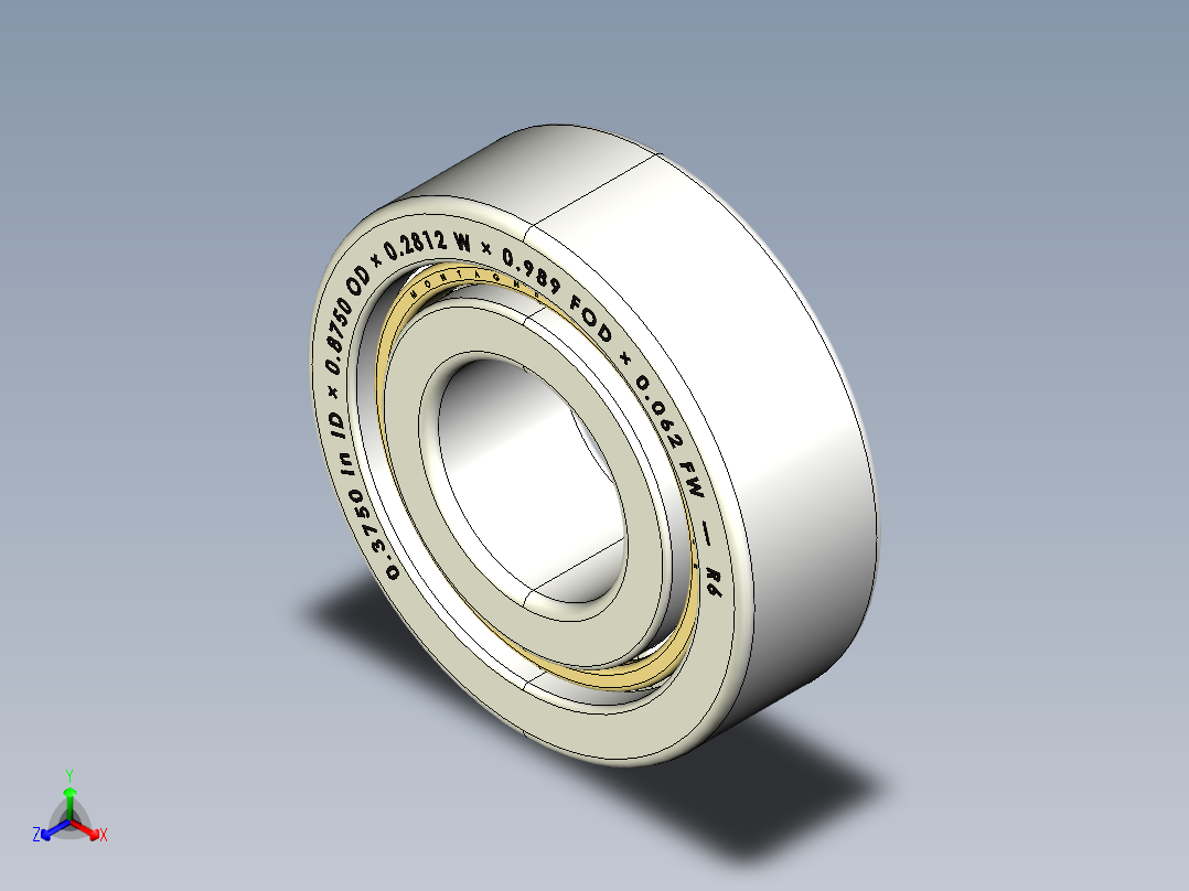 完整的R开放式微英制系列轴承库— SolidWorks和Step微型轴承模正等轴测图