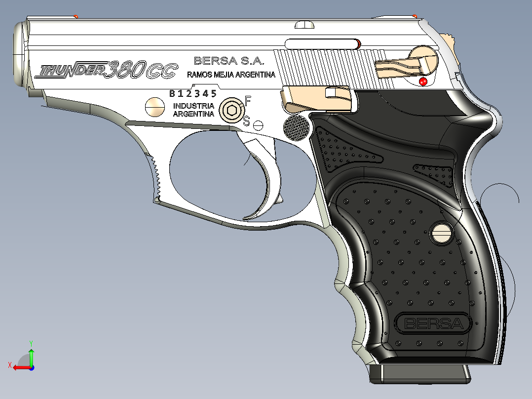 手枪左轮冲锋枪老式狙击步枪设计3D图纸bersa-thunder-380-cc-pistol-2011-1 24 IGS后视图