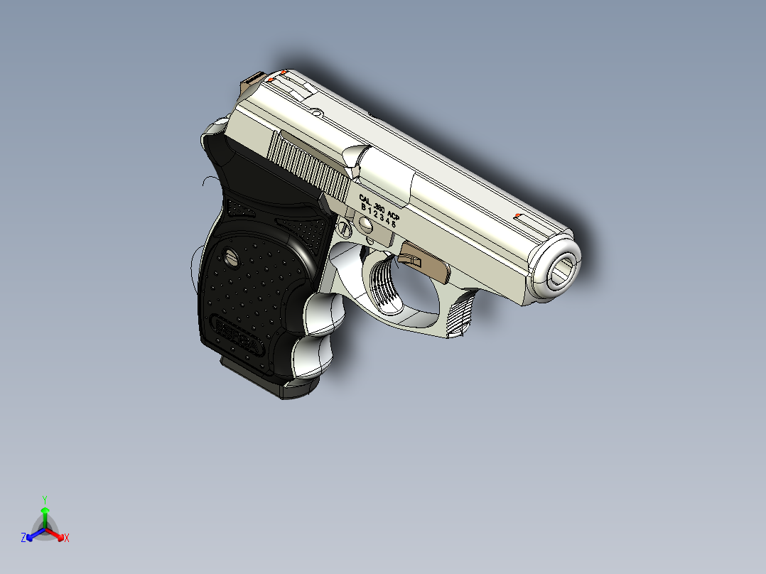 手枪左轮冲锋枪老式狙击步枪设计3D图纸bersa-thunder-380-cc-pistol-2011-1 24 IGS正等轴测图