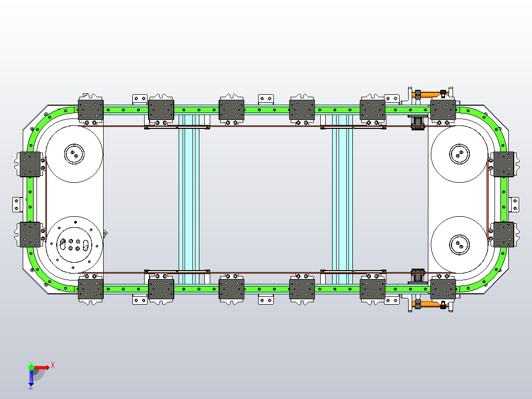 RECBQ25-351-8-皮带-铝型材框架-2矩形精密环形导轨俯视图
