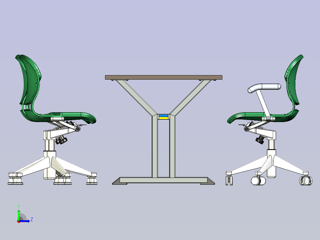 办公桌椅左视图