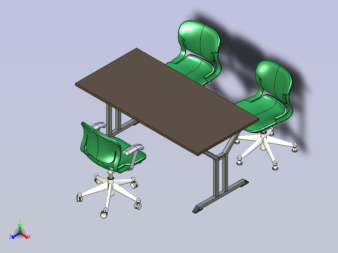 办公桌椅正等轴测图