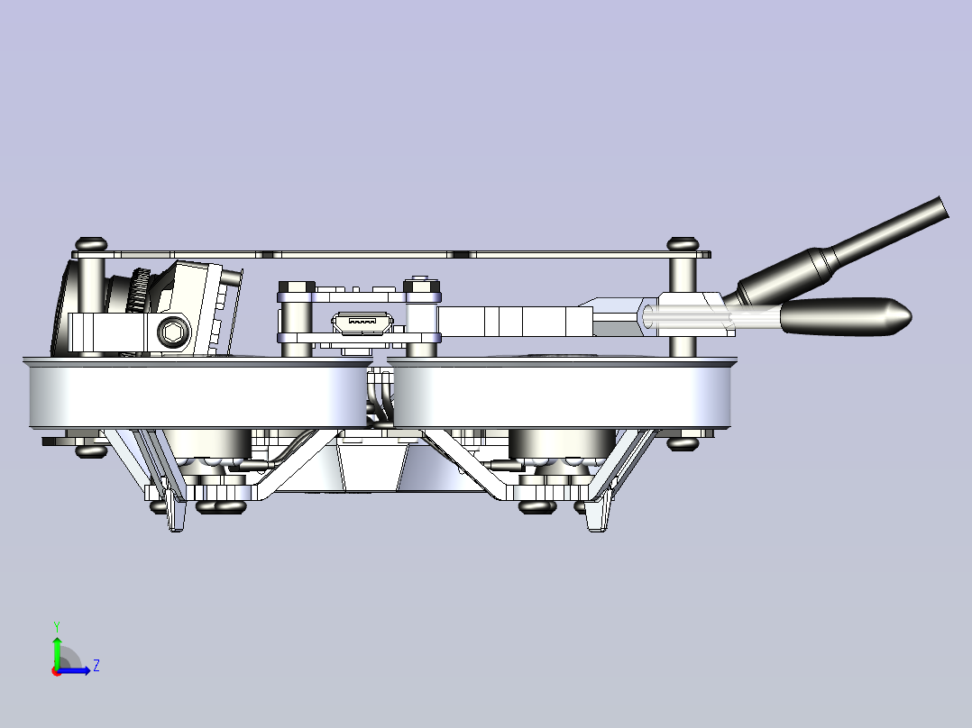四轴飞行器无人机3D图纸左视图