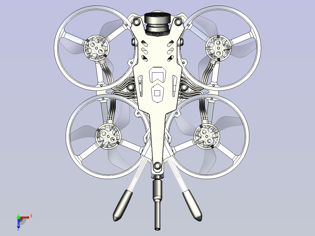 四轴飞行器无人机3D图纸俯视图