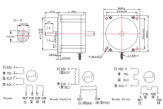 Nema 34步进电机轴D14长度68-151毫米缩略图