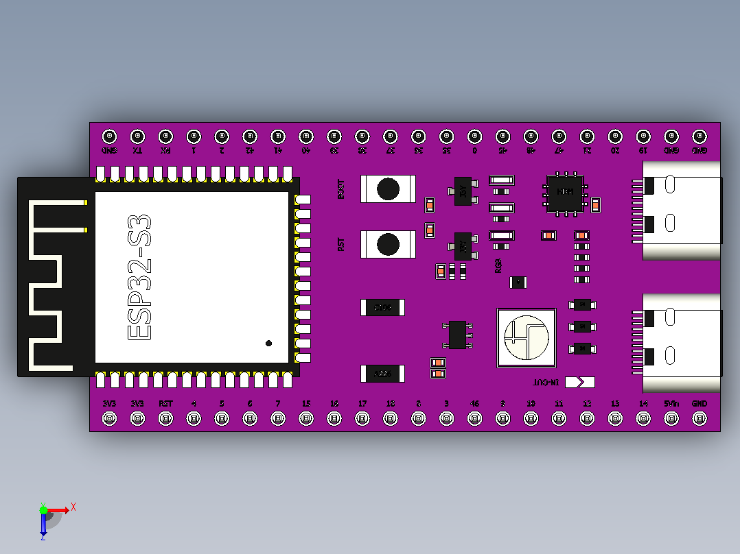 MC ESP32-S3（紫色）俯视图
