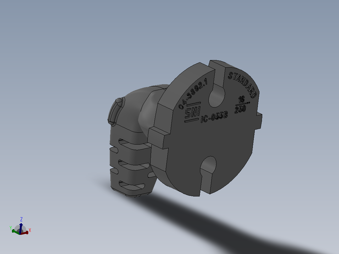 L型电源插头主视图