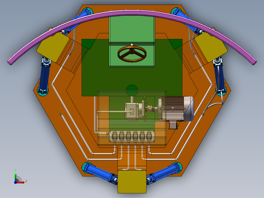 YX-MNQ-00 六自由度游戏模拟器（SW+CAD+说明书）前视图