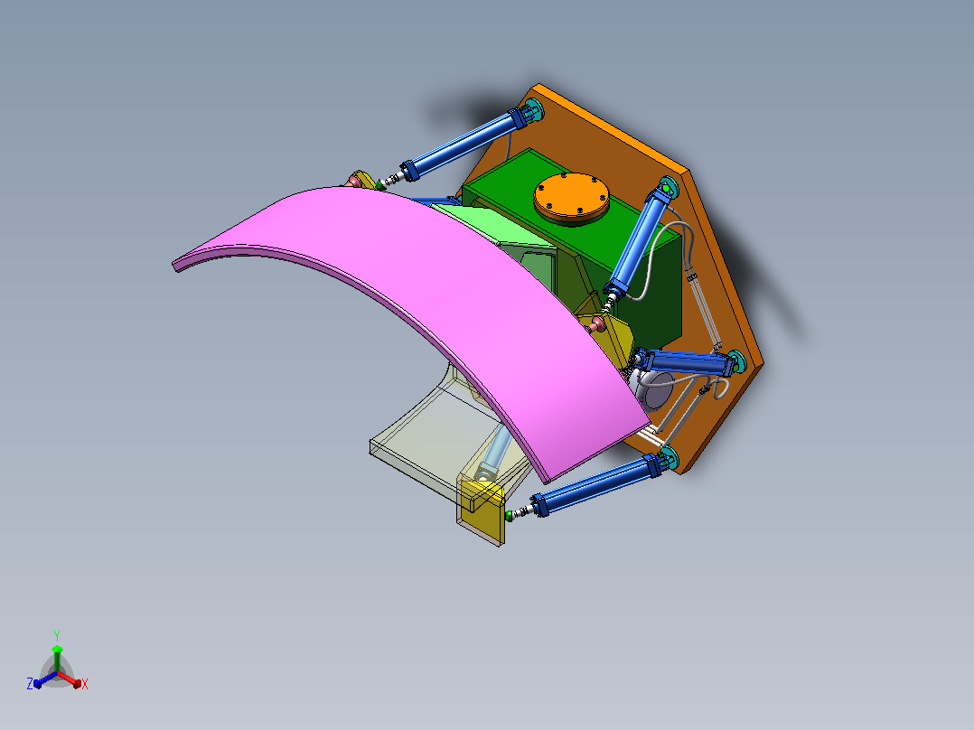 YX-MNQ-00 六自由度游戏模拟器（SW+CAD+说明书）正等轴测图
