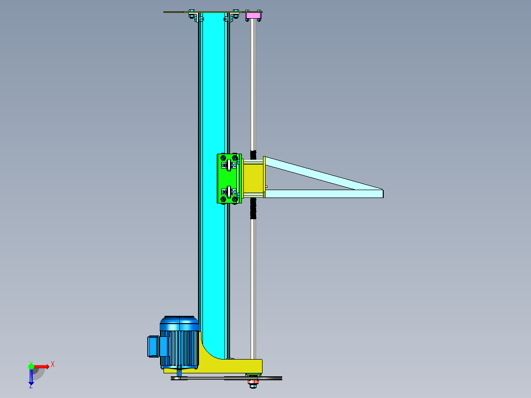 vertical elevator垂直升降机构3D图纸 STP格式俯视图
