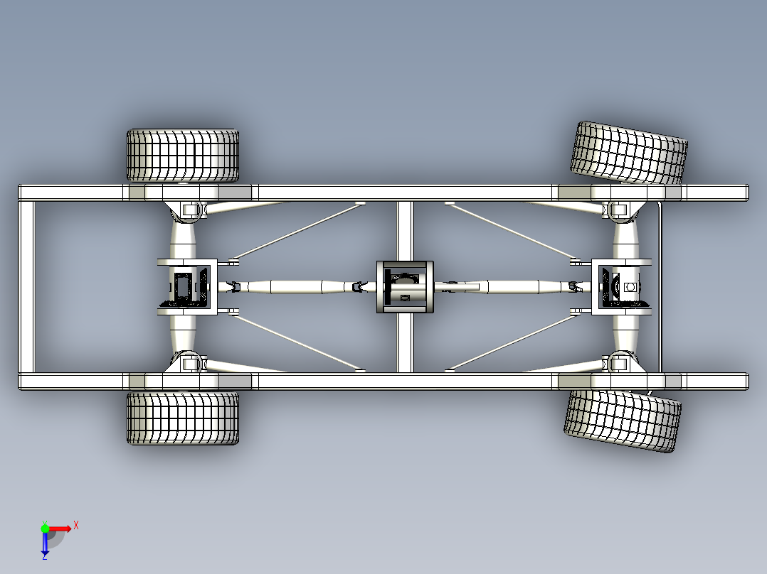 简易4x4汽车底盘俯视图