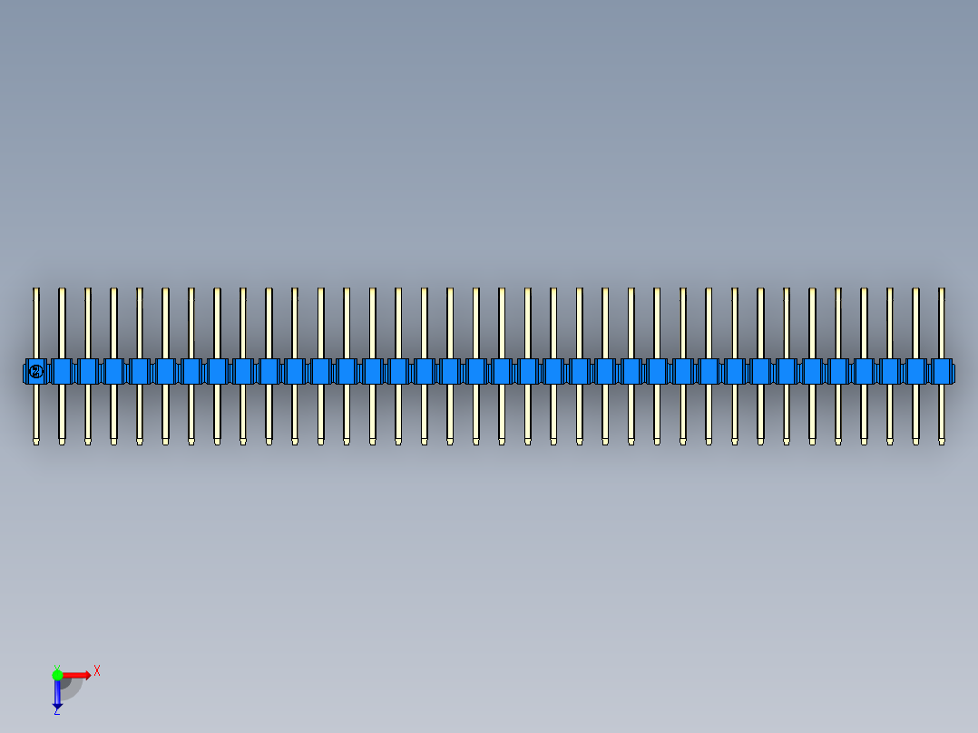彩色公排针 100mil 2.54mm 系列-DS1022_blue_3x36p_100mil_TypeD_rev1.0俯视图