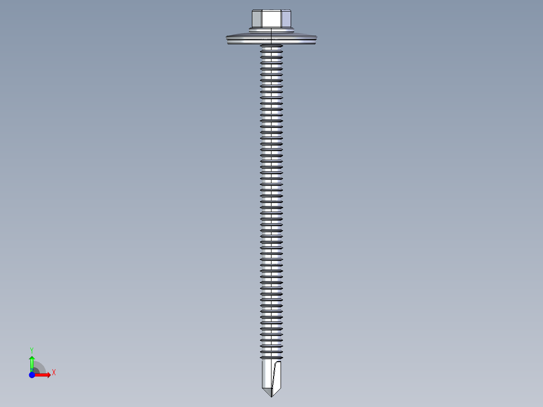 紧固件-IGES Drill-Tip Stucco Screw 0.2500前视图